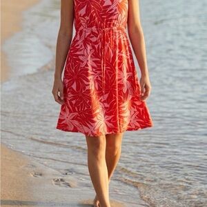 Tie-Waist Floral Mini Dress in Red
